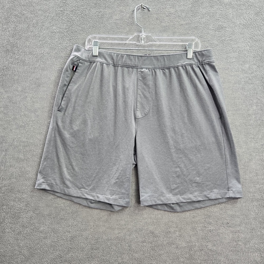 Fourlaps Men Activewear Shorts L Gray Nylon Polyester Pockets Motivational READ